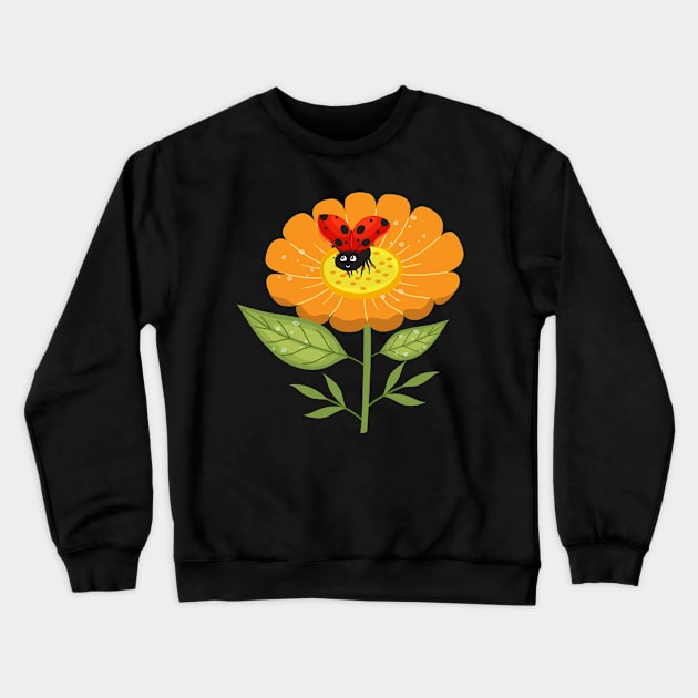 Ladybug Flower Insect Children Crewneck Sweatshirt by MooonTees